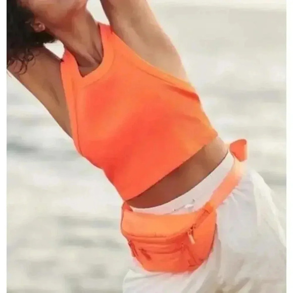 Free People Movement Game Time Neon Orange Racerback Athletic Tank Top Size S - Picture 1 of 4
